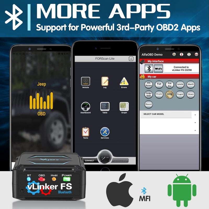 Vgate vLinker FS Bluetooth OBD2 Diagnostic Scan Tool, OBDII Car Code Reader for iOS, Android & Windows - Image 5